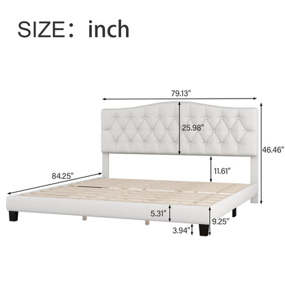 Domoni King Size Platform Bed Frame - Beige