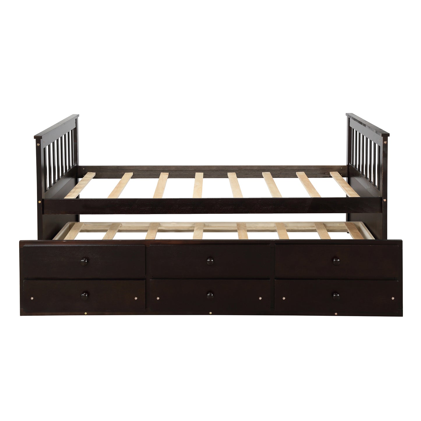 Abby Twin Daybed with Trundle Bed and Storage Drawers - Espresso