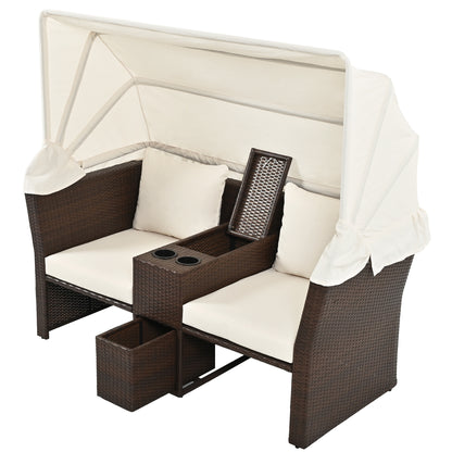 Ginson 2-Seater Outdoor Patio Daybed - Beige