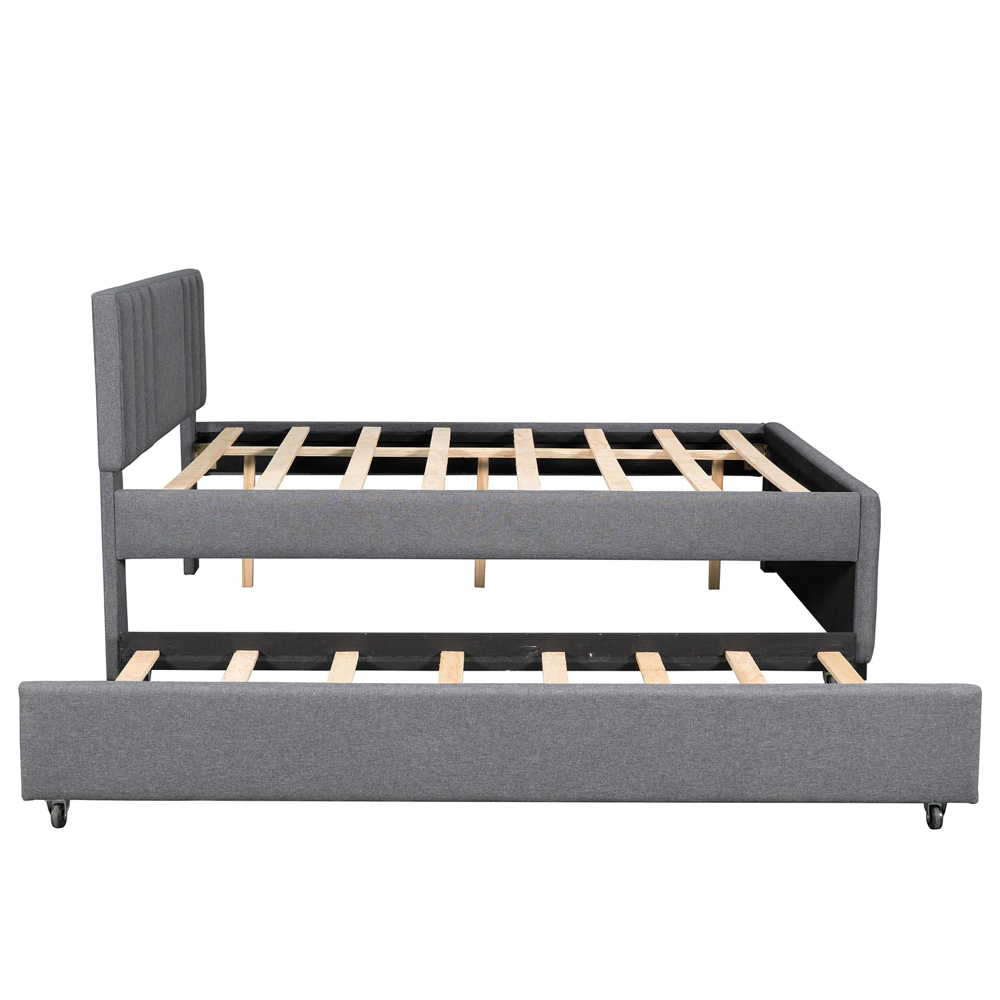 Eira Full Size Upholstered Platform Bed with Trundle - Grey