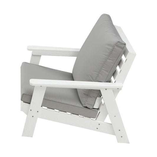 Micki Outdoor Single Sofa with Cushion - White/Gray