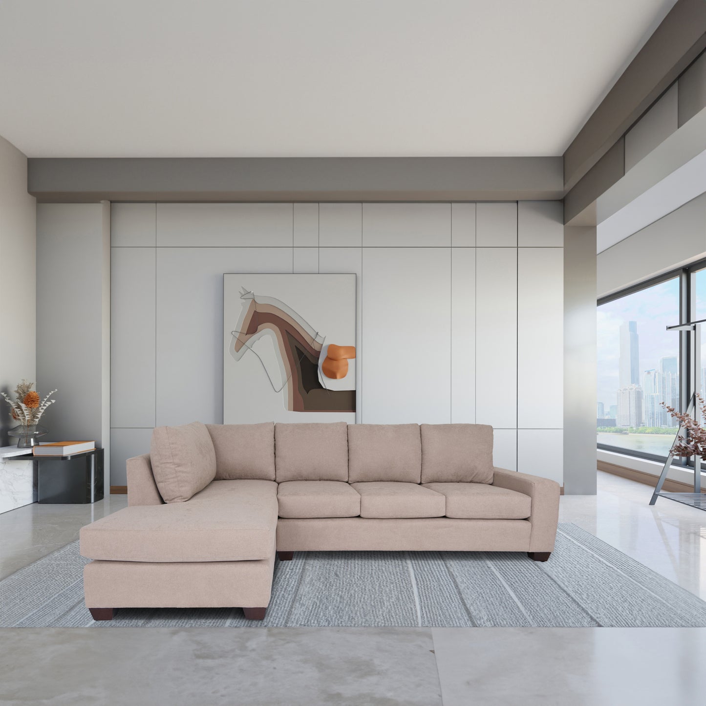 Chroma L Shaped Sectional Sofas - Tan