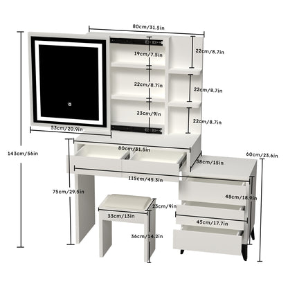 Sion Vanity Desk with Mirror and Lights