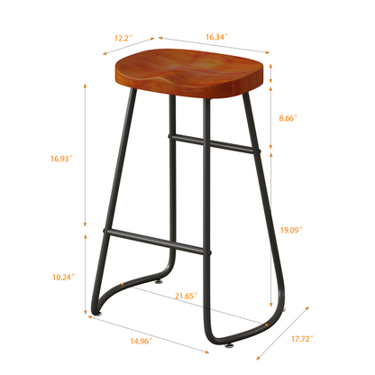 Stylish and Minimalist Bar Stools - Brown Set of 2