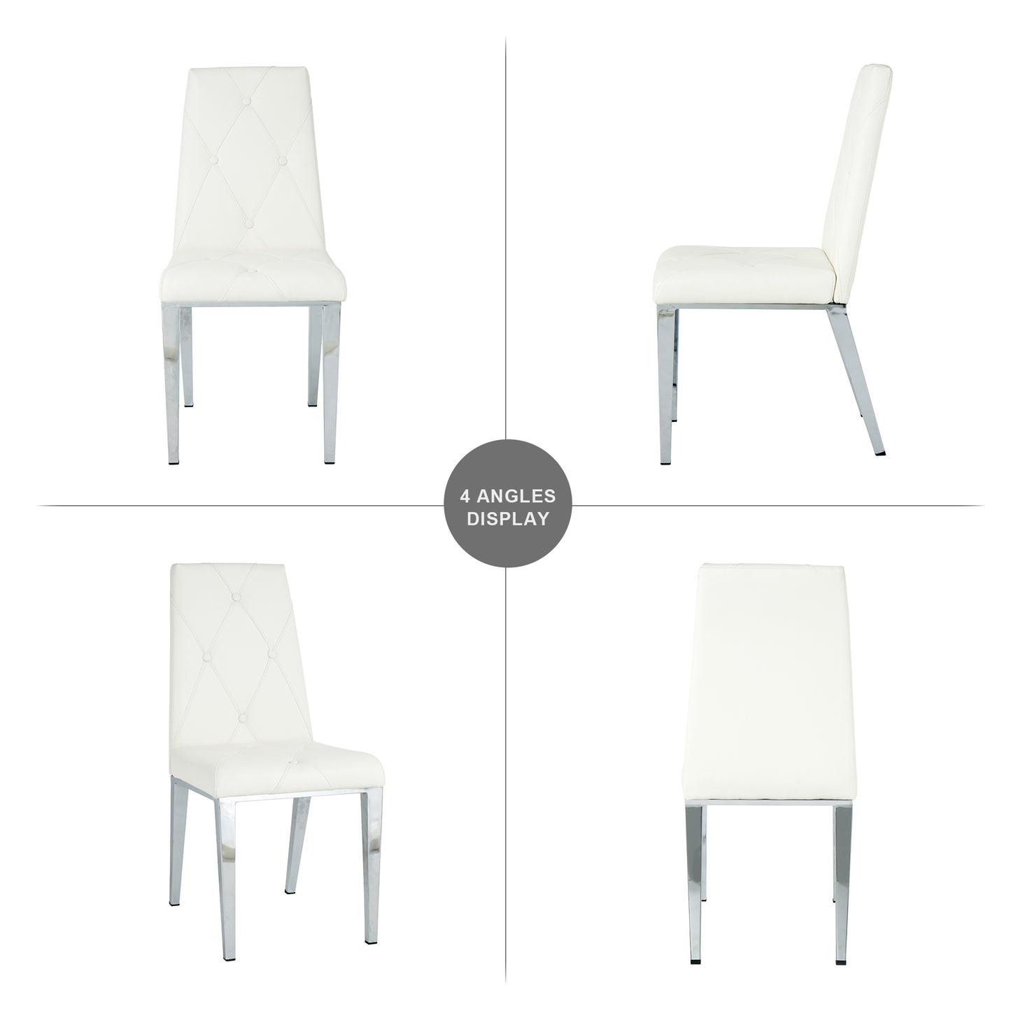 Valerio Pu Dining Chairs with Chrome Leg (Set of 2) - White