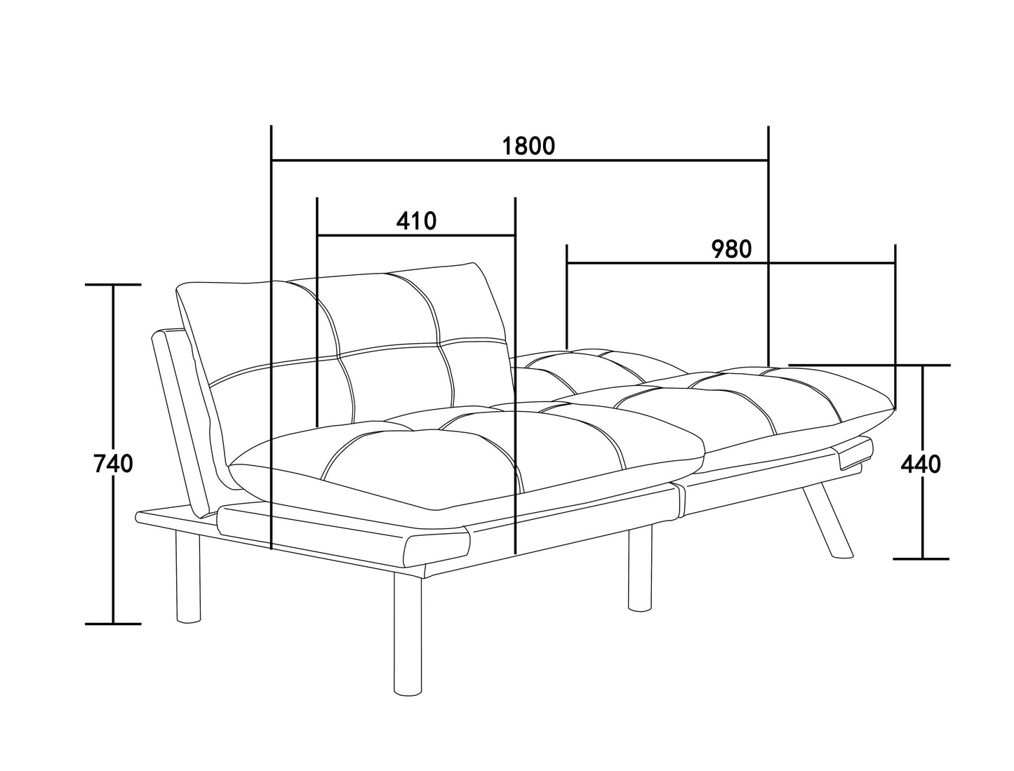 Vega Convertible Folding Modern Sofa Bed - Cream