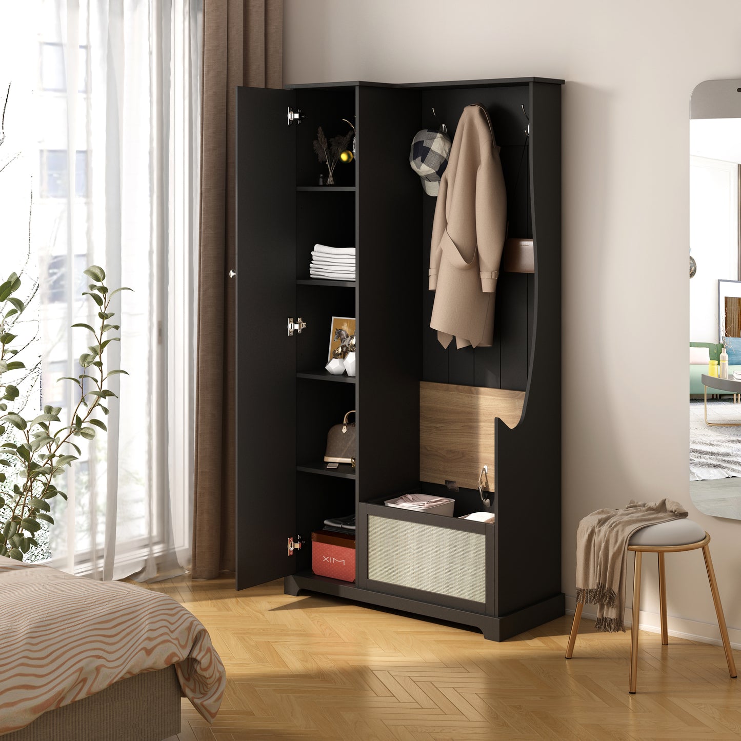 Tero 1 Door Closet - Black