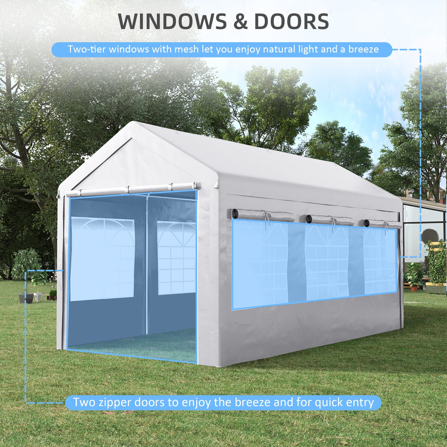 Henso 10 x 20 ft Party Tent and Carport - White