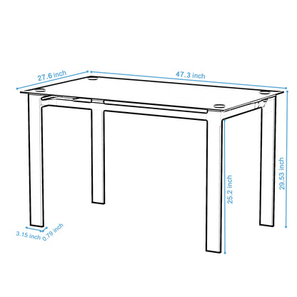 Carleton 5pc Dining Set Tempered Glass Table 4x Side Chairs - Black