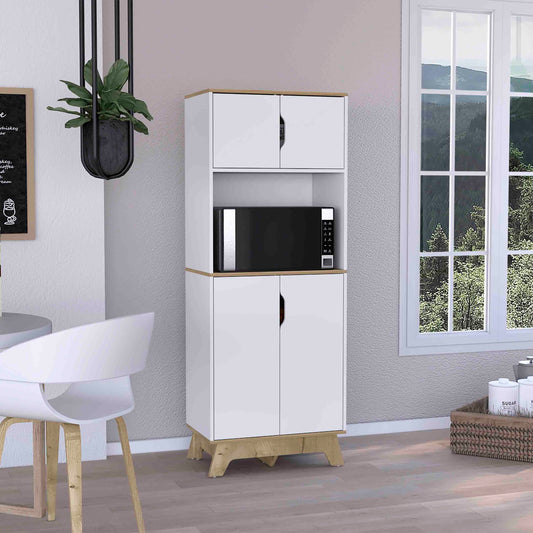 Pamplona Microwave Tall Cabinet - White