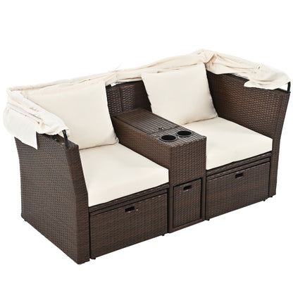 Ginson 2-Seater Outdoor Patio Daybed - Beige