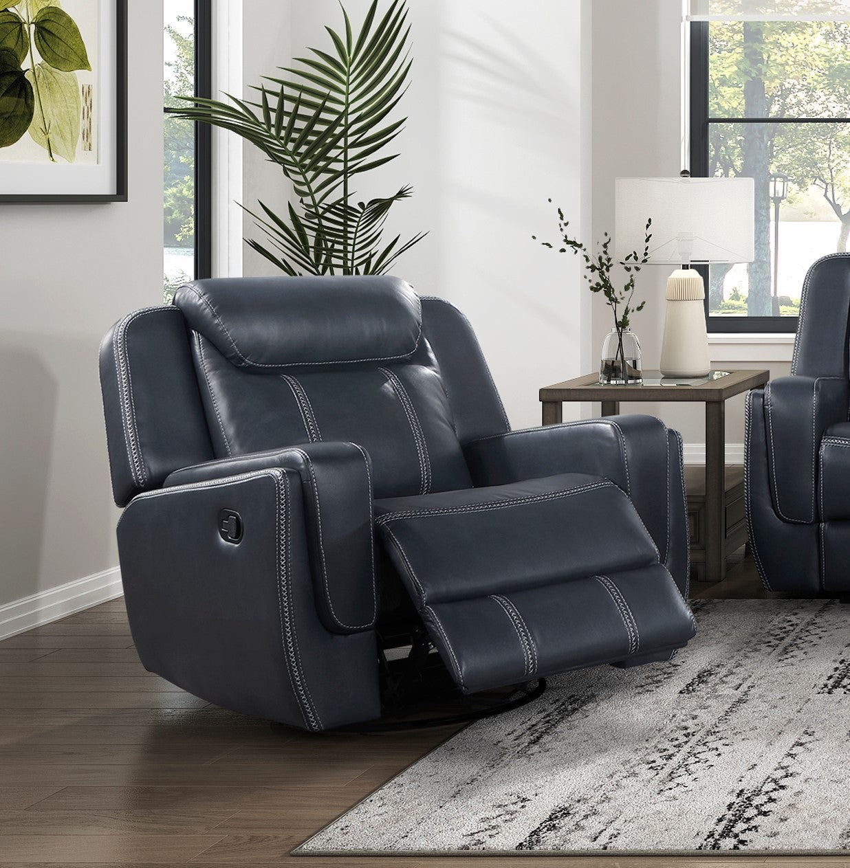 Miller Modern Swivel Glider Reclining Chair - Blue