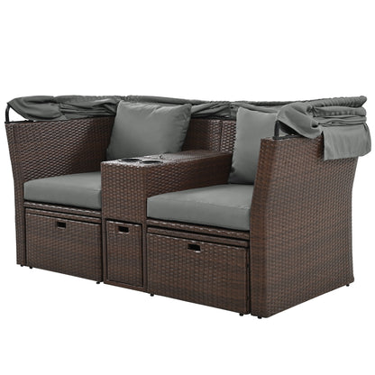 Ginson 2-Seater Outdoor Patio Daybed - Gray