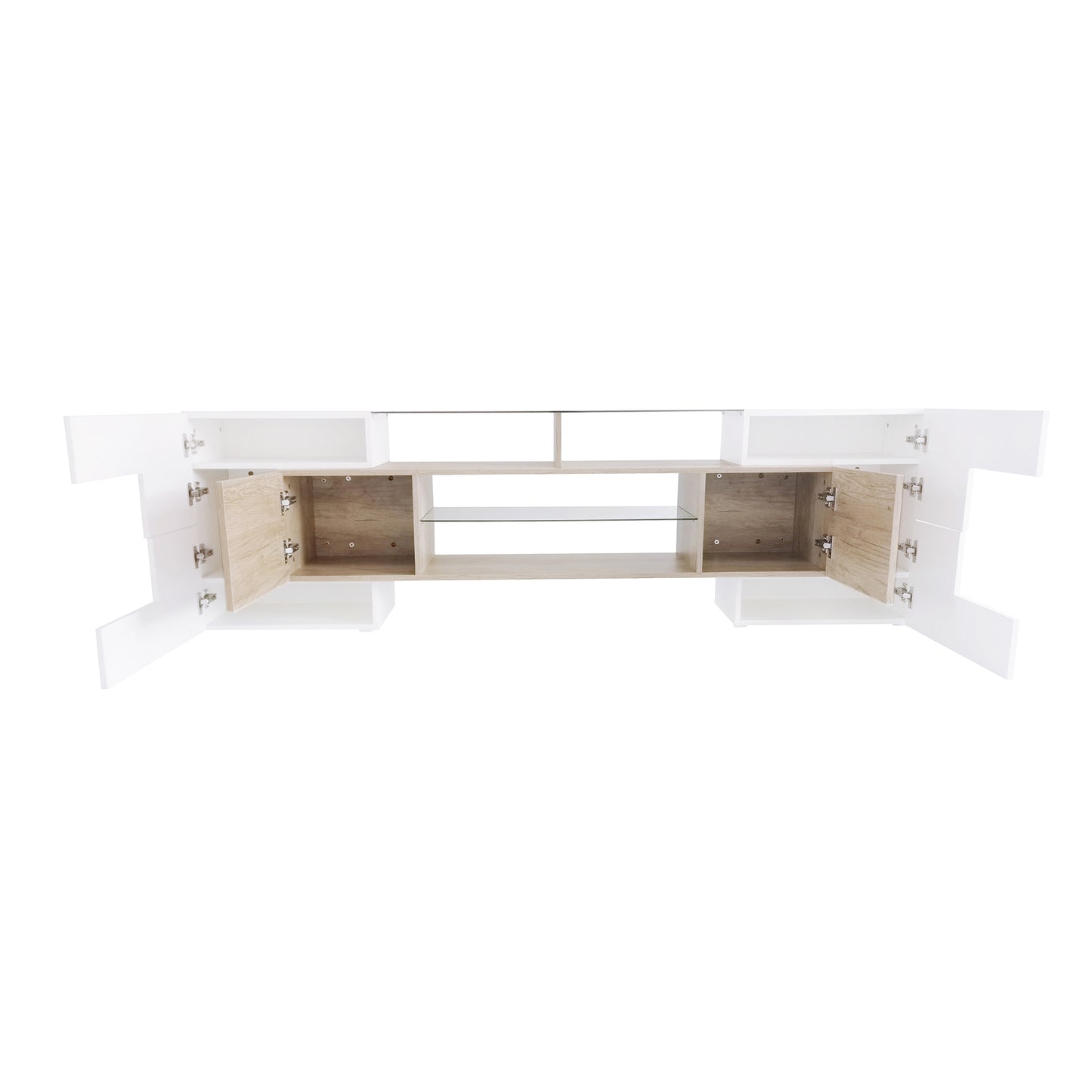 Trax TV Stand with 2 Illuminated Glass Shelves - Wood