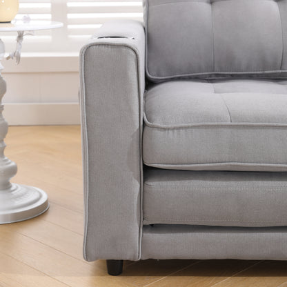 Neo Tufted Loveseat with Pull Out Sleeper - Light Gray