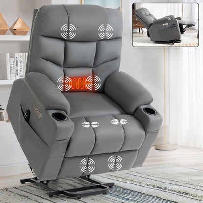 Okin II Power Lift Fabric Recliner Chair with Massage & Heat - Grey