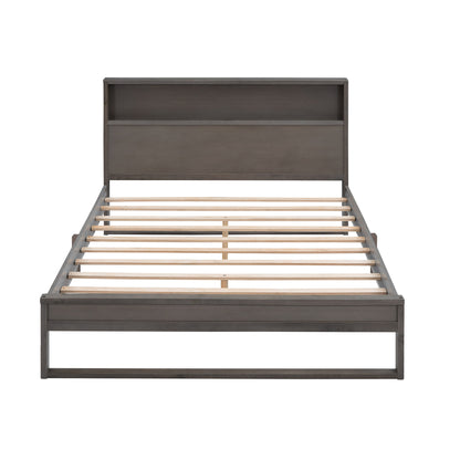 Mora Queen Size Platform Bed Frame with Storage - Gray