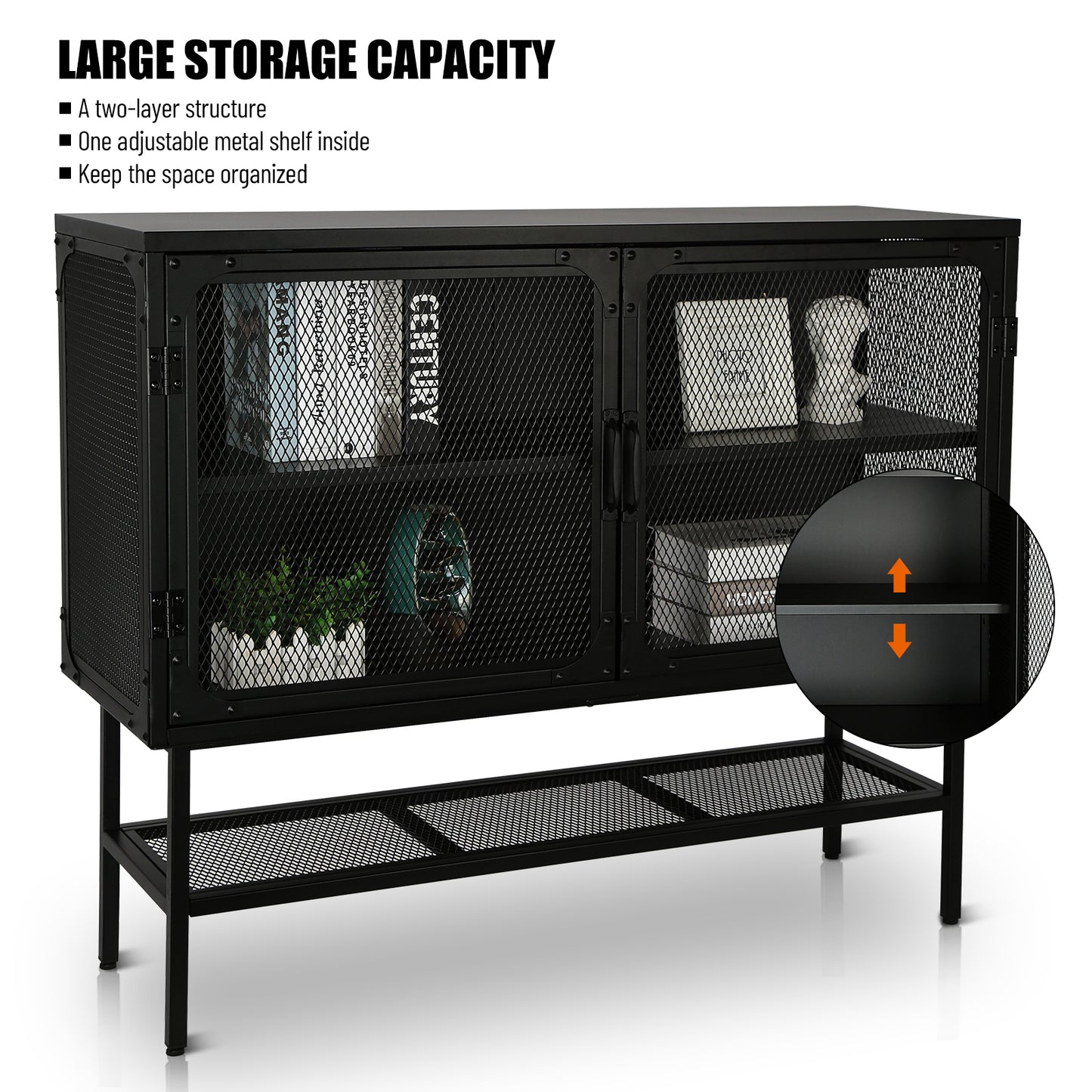 Laso Industrial Double Door Cabinet - Black