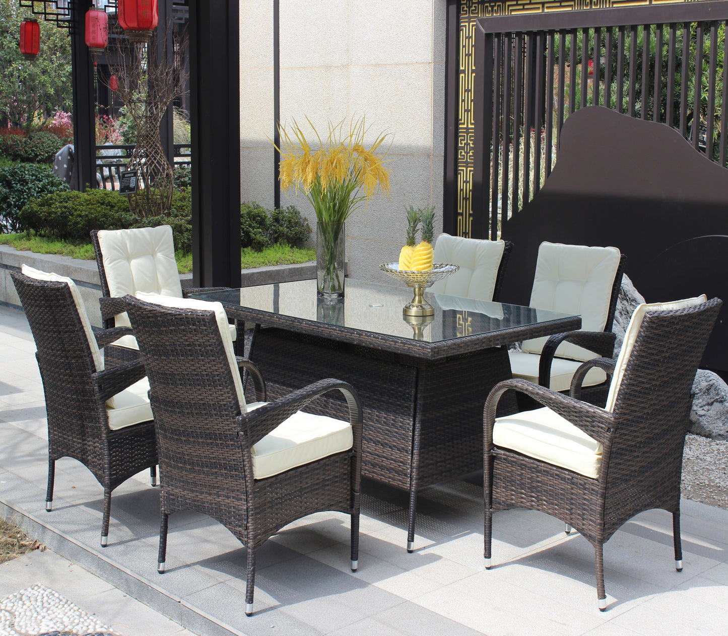 Lugo 7 Pc Patio Rectangular Dining Set