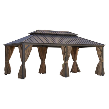 Afix 12 X 20 ft  Permanent Hardtop Gazebo Canopy - Bronze