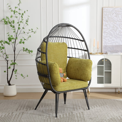 Mora Egg Wicker Outdoor Indoor Basket Chair - Olive Green