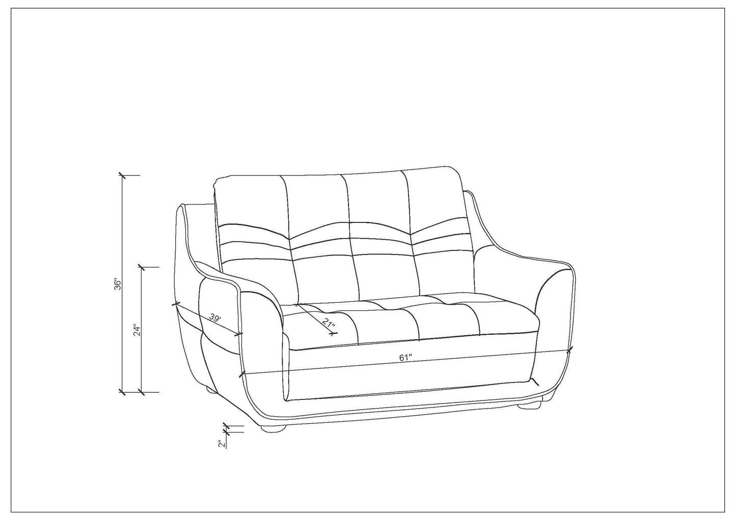 Nova Genuine Leather Loveseat - Brown