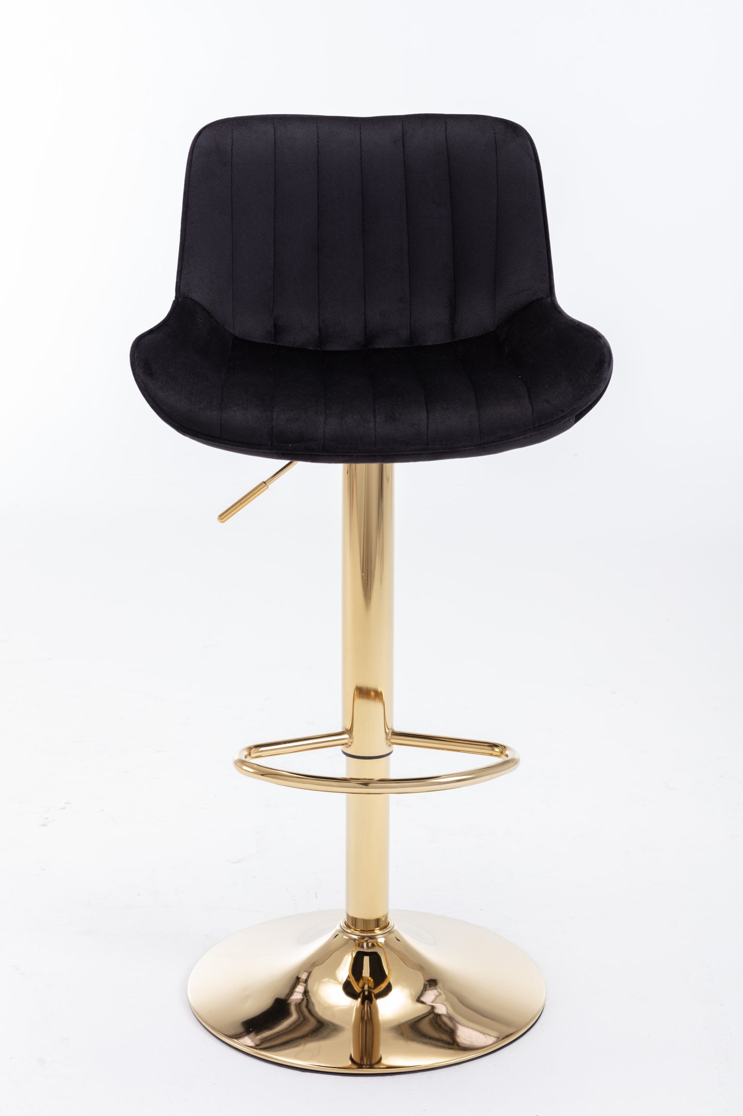 Stramline Adjustable Velvet + Golden Leg Bar Stool - Black Set of 2