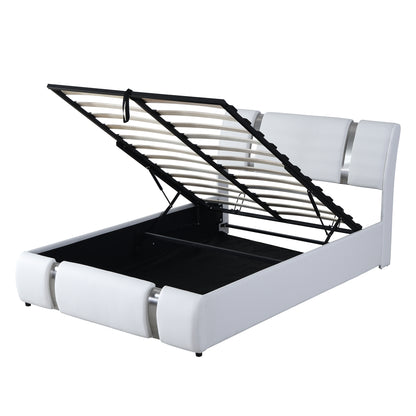 Quillon Full Size Storage Platform Bed w Hydraulic System - White