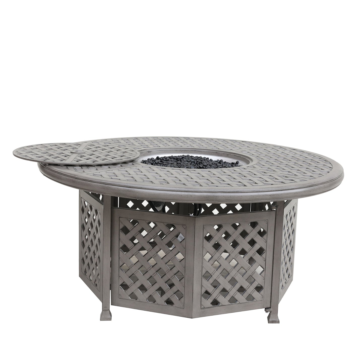 Nika Cast Aluminum Propane Gas Firepit Table - Gray