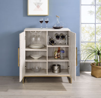 Larkin - Faux Marble Wine Cabinet - Pearl Silver