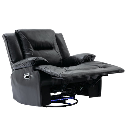 Meyer 360° Swivel and Rocking Manual Recliner Chair with a LED - Black