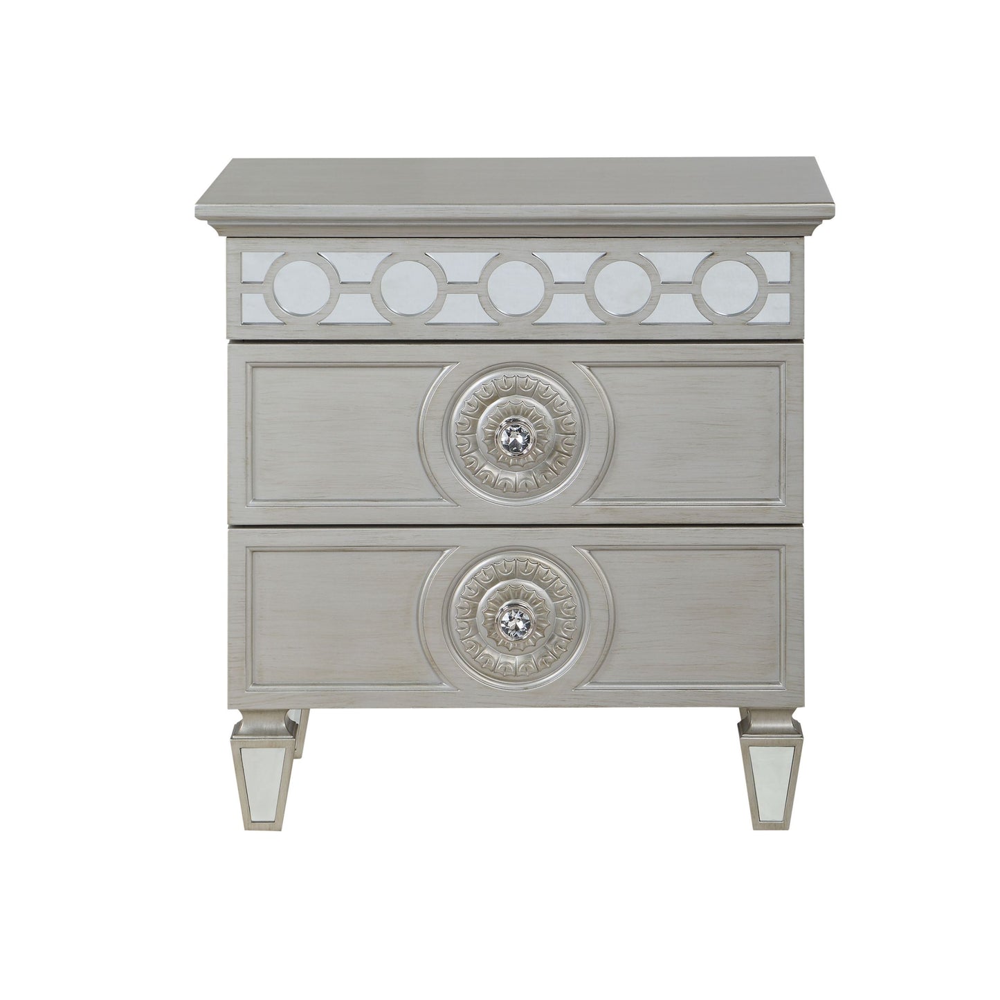 Varian Nightstand - Silver & Mirrored