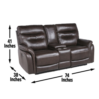 Graham Recliner Console Loveseat - Coffee