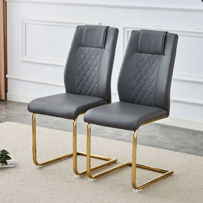 Skye Dining Chair Golden Metal Leg (Set of 6) - Gray