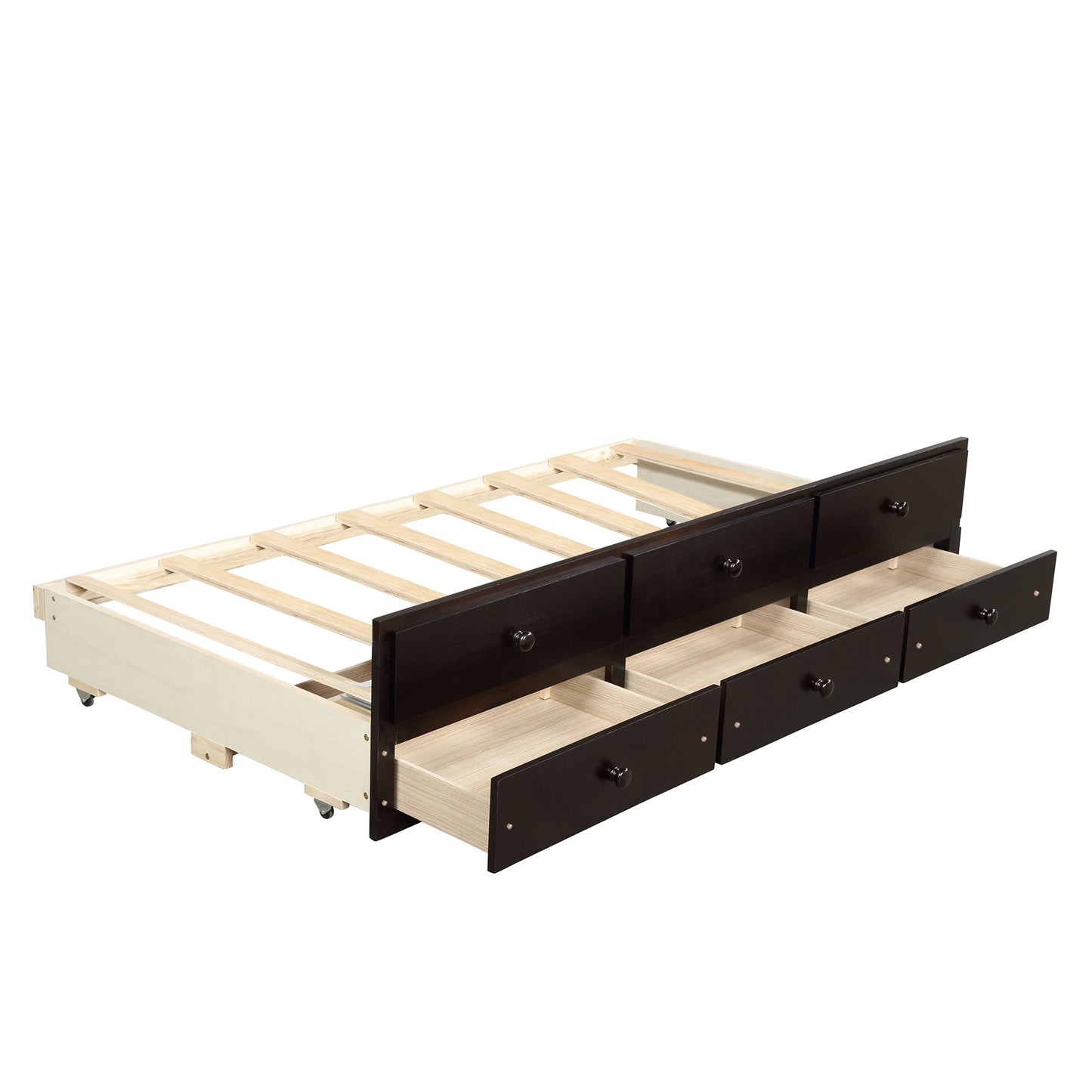 Abby Twin Daybed with Trundle Bed and Storage Drawers - Espresso