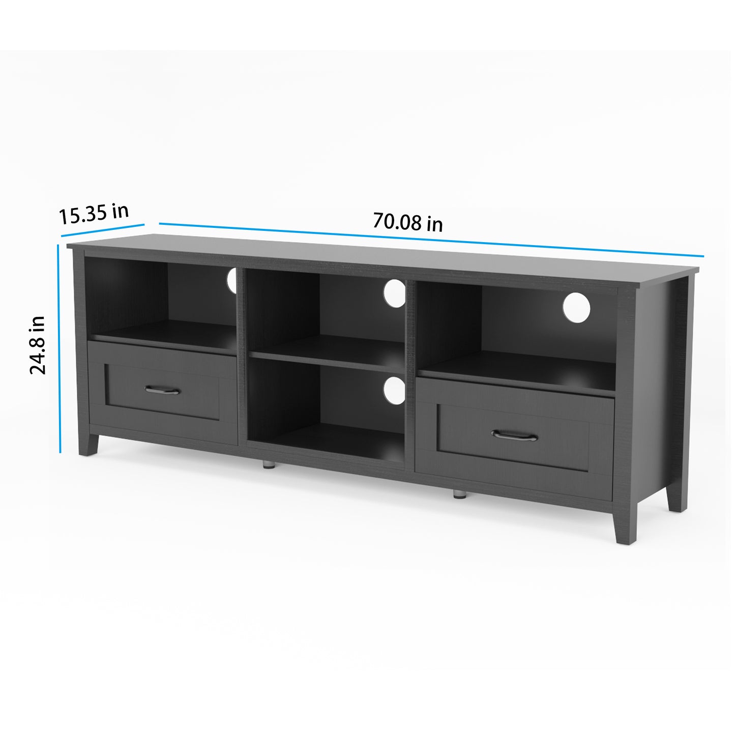 Sydney 70 Inches TV Stand with 2 Drawers - Black