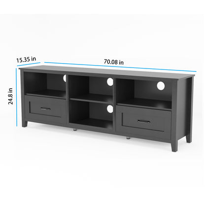 Sydney 70 Inches TV Stand with 2 Drawers - Black