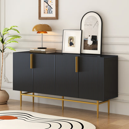 Sylvia Gold Metal Handle Sideboard Buffet - Black