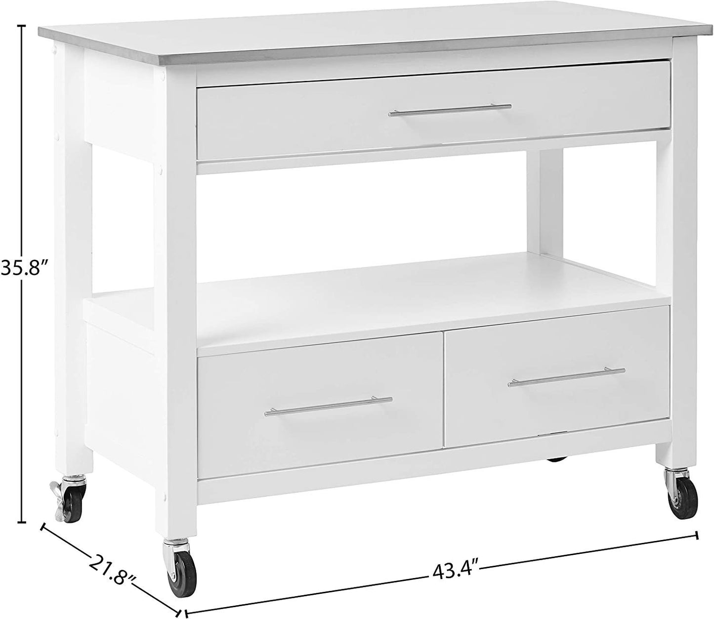 Savory Glide Kitchen Carts - Stainless Steel & White