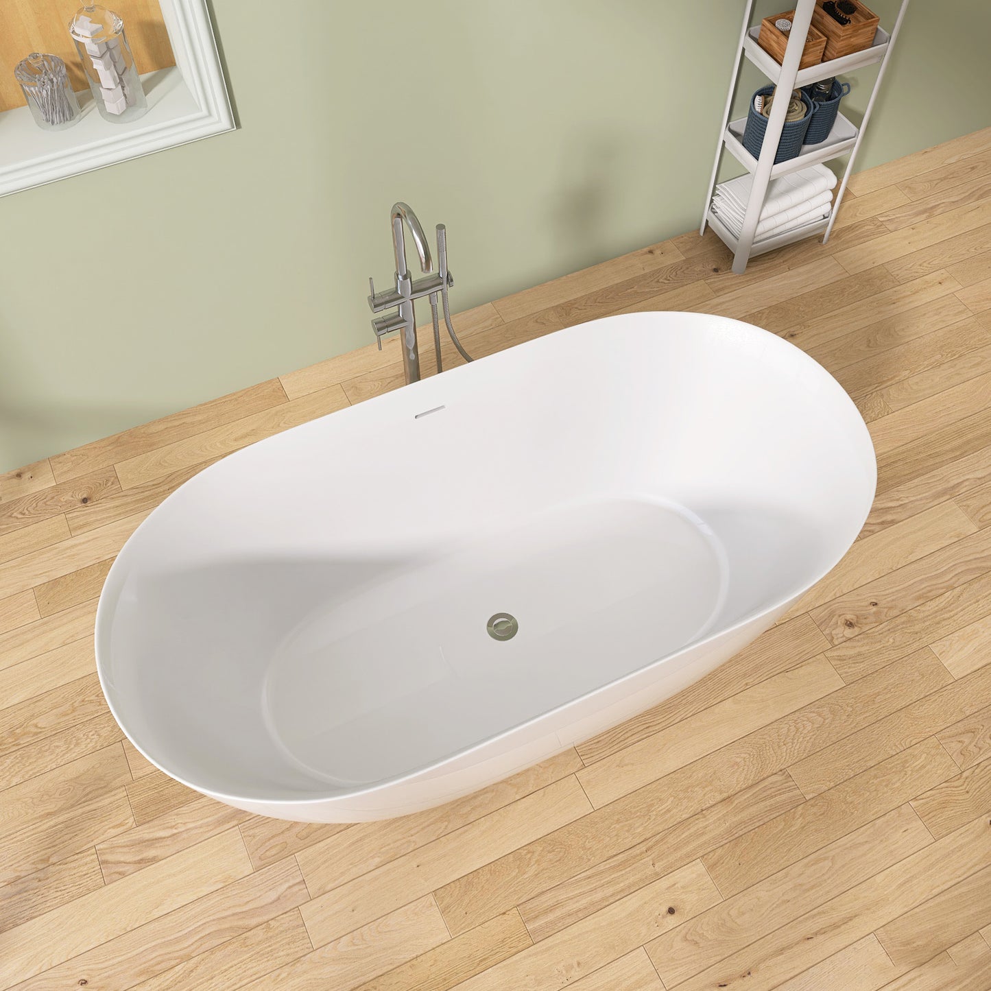 Nuvo 51" Acrylic Free Standing Oval Shape Soaking Tub - Gloss White