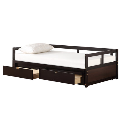 Urban Twin Size Wooden Daybed with 2 Drawers - Espresso