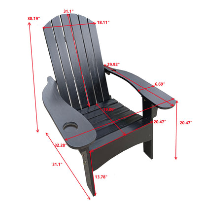 Surno Outdoor Wood Adirondack Chair with Umbrellaan hole - Black