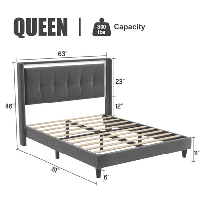 Vito Queen Size Platform Bed Frame - Dark Gray