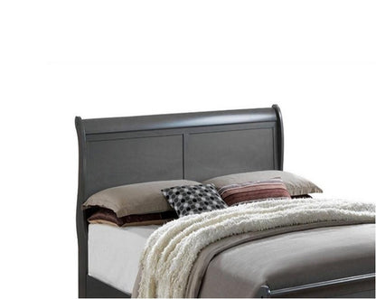 Louis Philippe Solid Wood Eastern King Size Bed - Gray