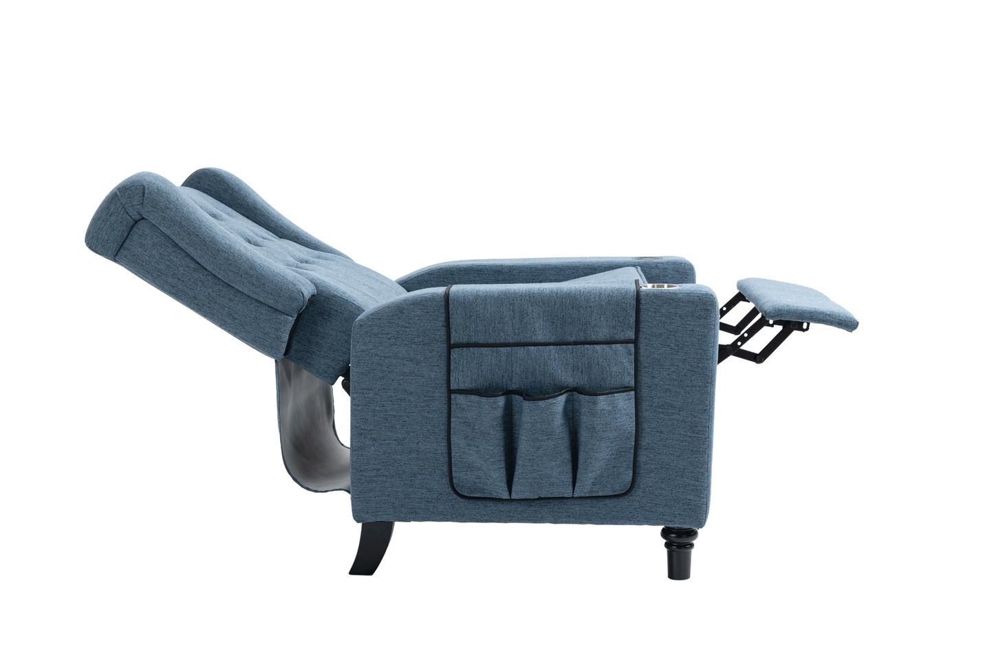 Cole Arm Pushing Fabric Recliner  - Navy Blue