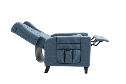 Cole Arm Pushing Fabric Recliner  - Navy Blue