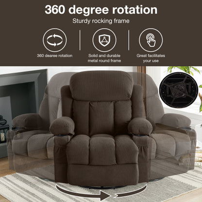 Vanbow Recliner Chair Massage Heating with USB - Brown