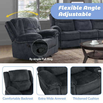 Venassa Manual Reclining Sofa with  Storage - Dark Blue