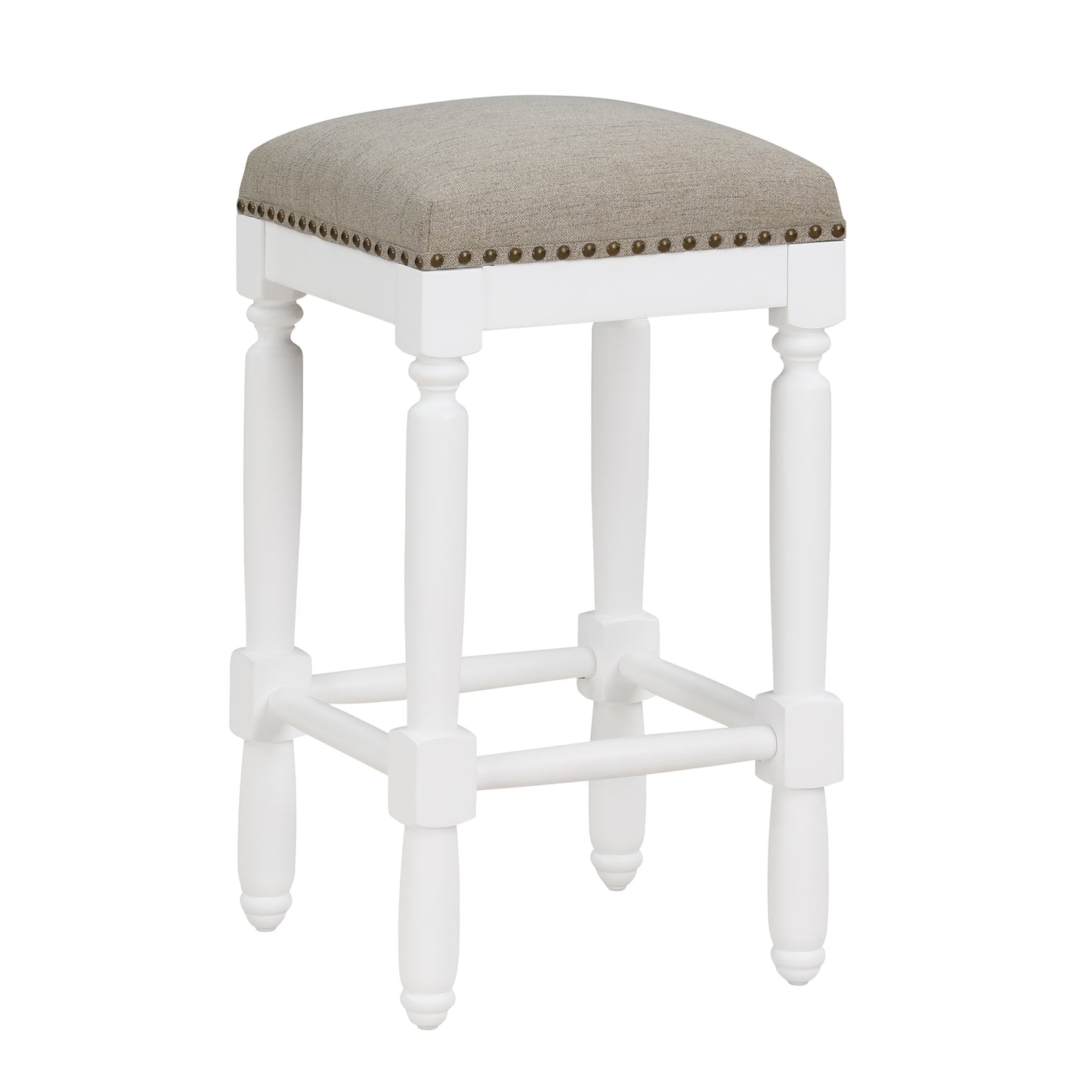 Nailhead Trim Counter Stool - Taupe