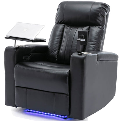 Anika Premium Power Recliner with Swivel Tray Table - Black